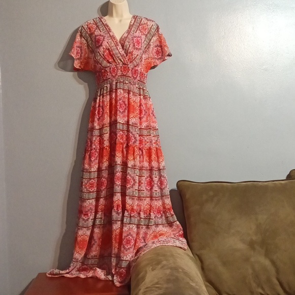 Rabbit, Rabbit, Rabbit designs women's multi color pink maxi dress - Picture 6 of 17